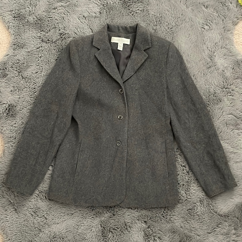 Valerie Stevens Vintage Wool & Cashmere Blend Gray Overcoat Jacket